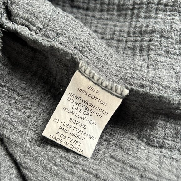 Flawless Womnes Cotton Gauze Button Up Shirt Tunic Size XS Black Frayed Trim New - Picture 5 of 8